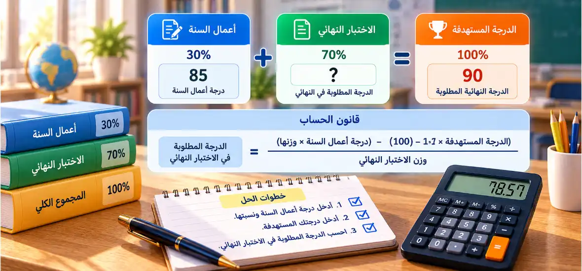كم تحتاج في الاختبار النهائي للوصول إلى درجتك المستهدفة؟