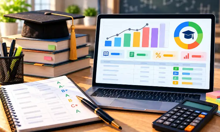حاسبة الدرجات والمعدل الموزون