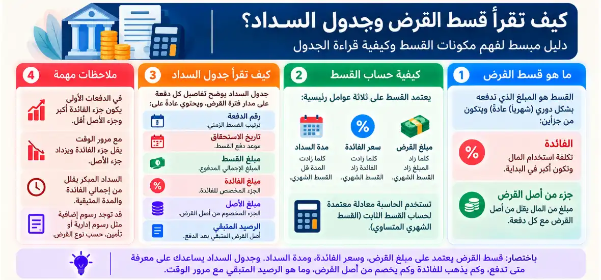 كيف تقرأ قسط القرض وجدول السداد